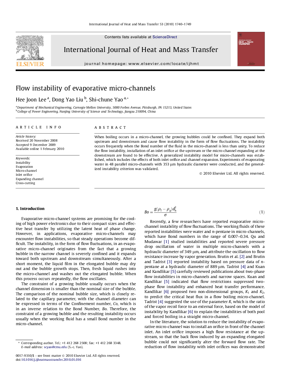 Flow instability of evaporative micro-channels