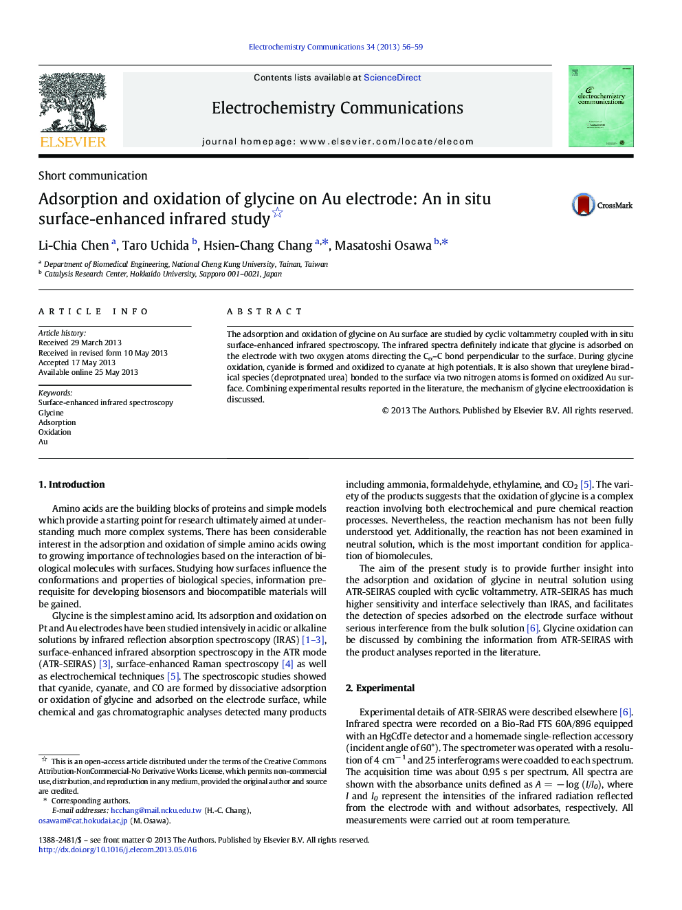 Adsorption and oxidation of glycine on Au electrode: An in situ surface-enhanced infrared study