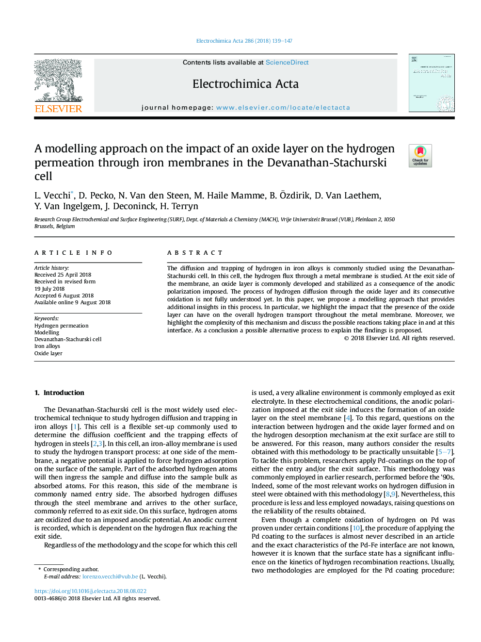 A modelling approach on the impact of an oxide layer on the hydrogen permeation through iron membranes in the Devanathan-Stachurski cell