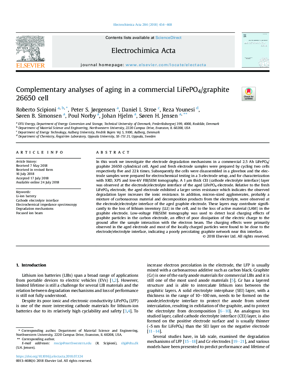 Complementary analyses of aging in a commercial LiFePO4/graphite 26650 cell