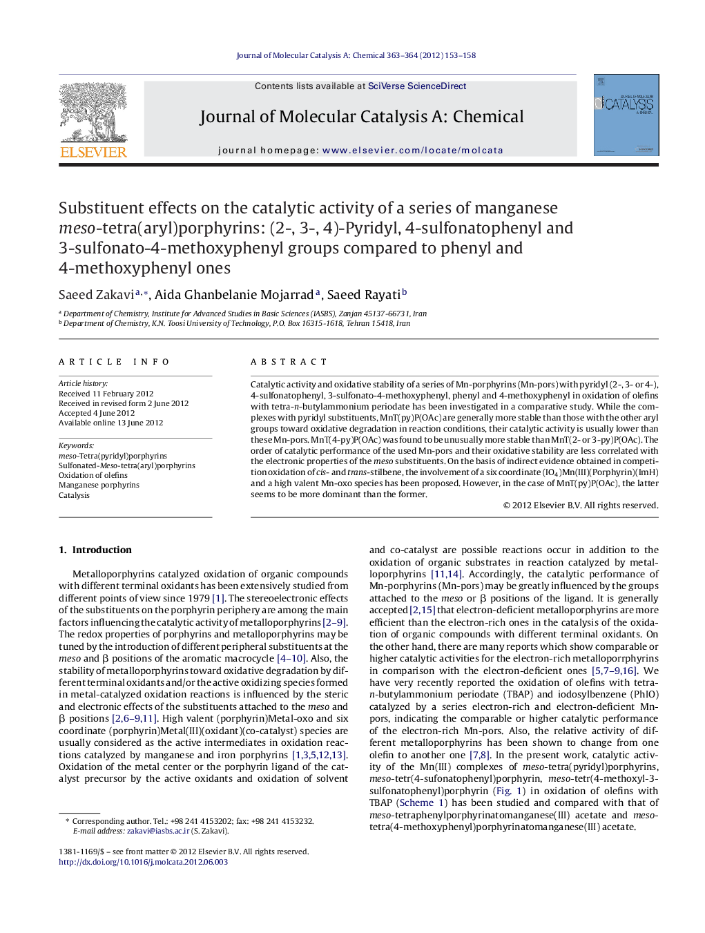 Substituent effects on the catalytic activity of a series of manganese meso-tetra(aryl)porphyrins: (2-, 3-, 4)-Pyridyl, 4-sulfonatophenyl and 3-sulfonato-4-methoxyphenyl groups compared to phenyl and 4-methoxyphenyl ones