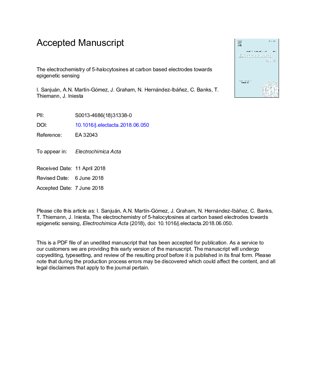 الکتروشیمی 5-هالوسیتوزین در الکترودهای مبتنی بر کربن نسبت به سنجش اپیژنتیک 