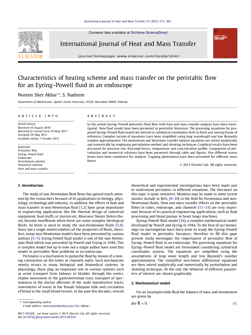 Characteristics of heating scheme and mass transfer on the peristaltic flow for an Eyring–Powell fluid in an endoscope