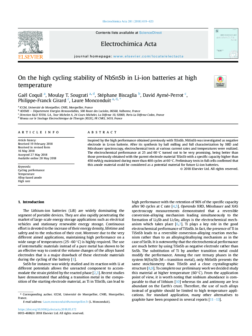 On the high cycling stability of NbSnSb in Li-ion batteries at high temperature