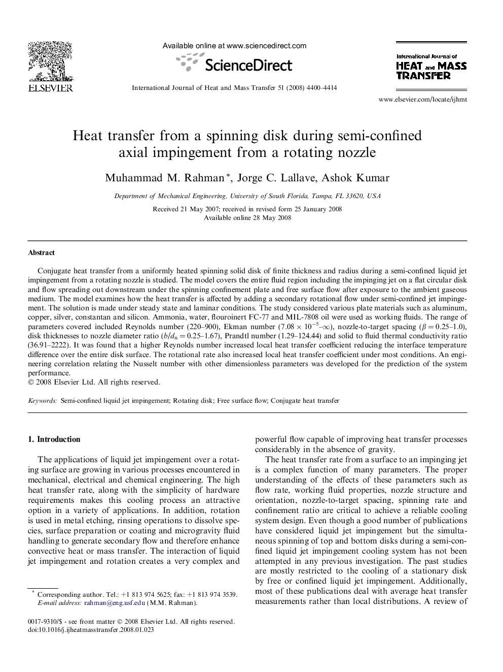 Heat transfer from a spinning disk during semi-confined axial impingement from a rotating nozzle