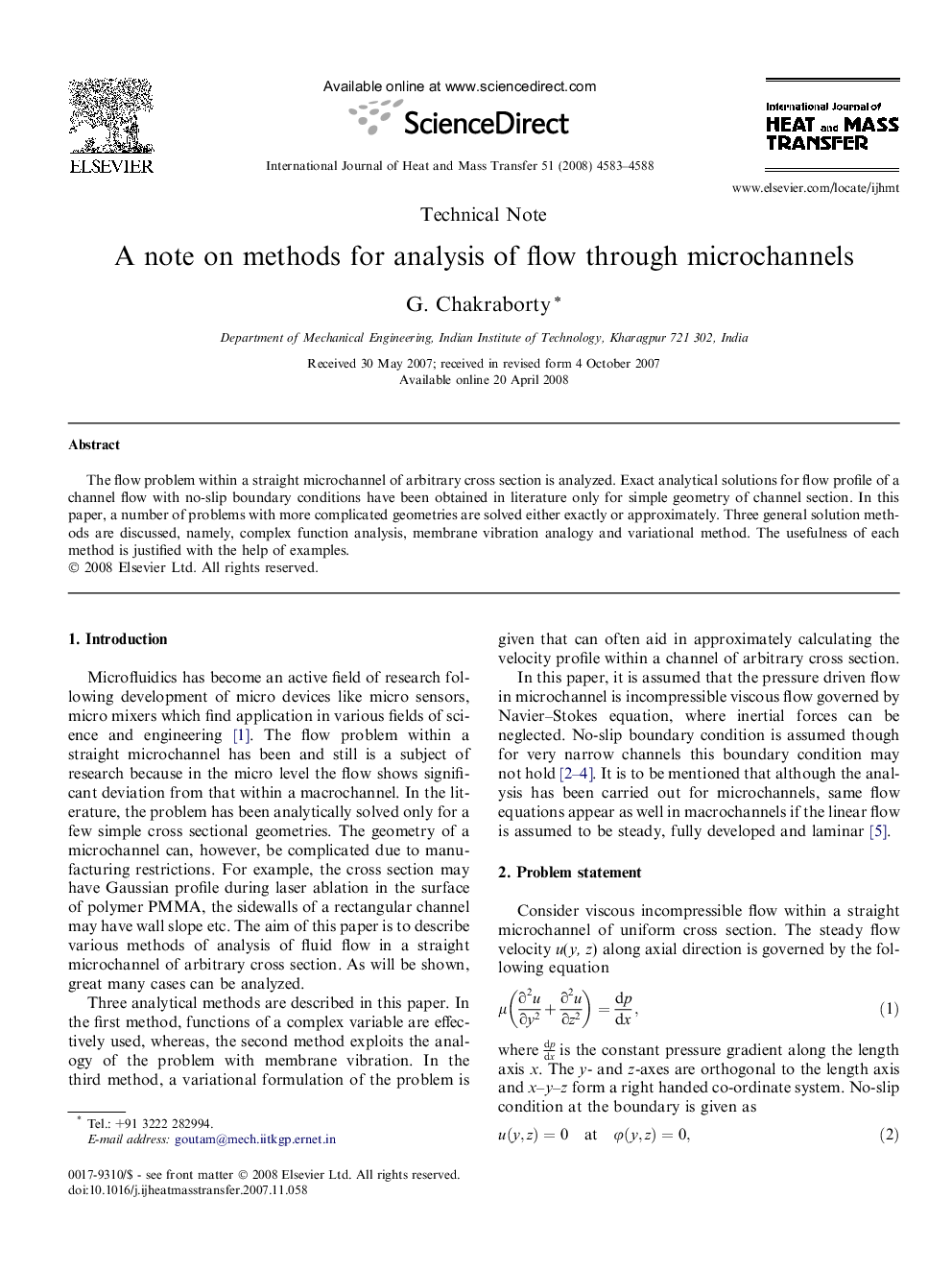 A note on methods for analysis of flow through microchannels