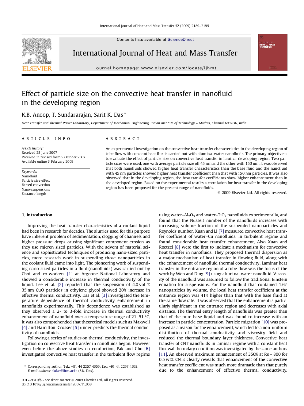 Effect of particle size on the convective heat transfer in nanofluid in the developing region