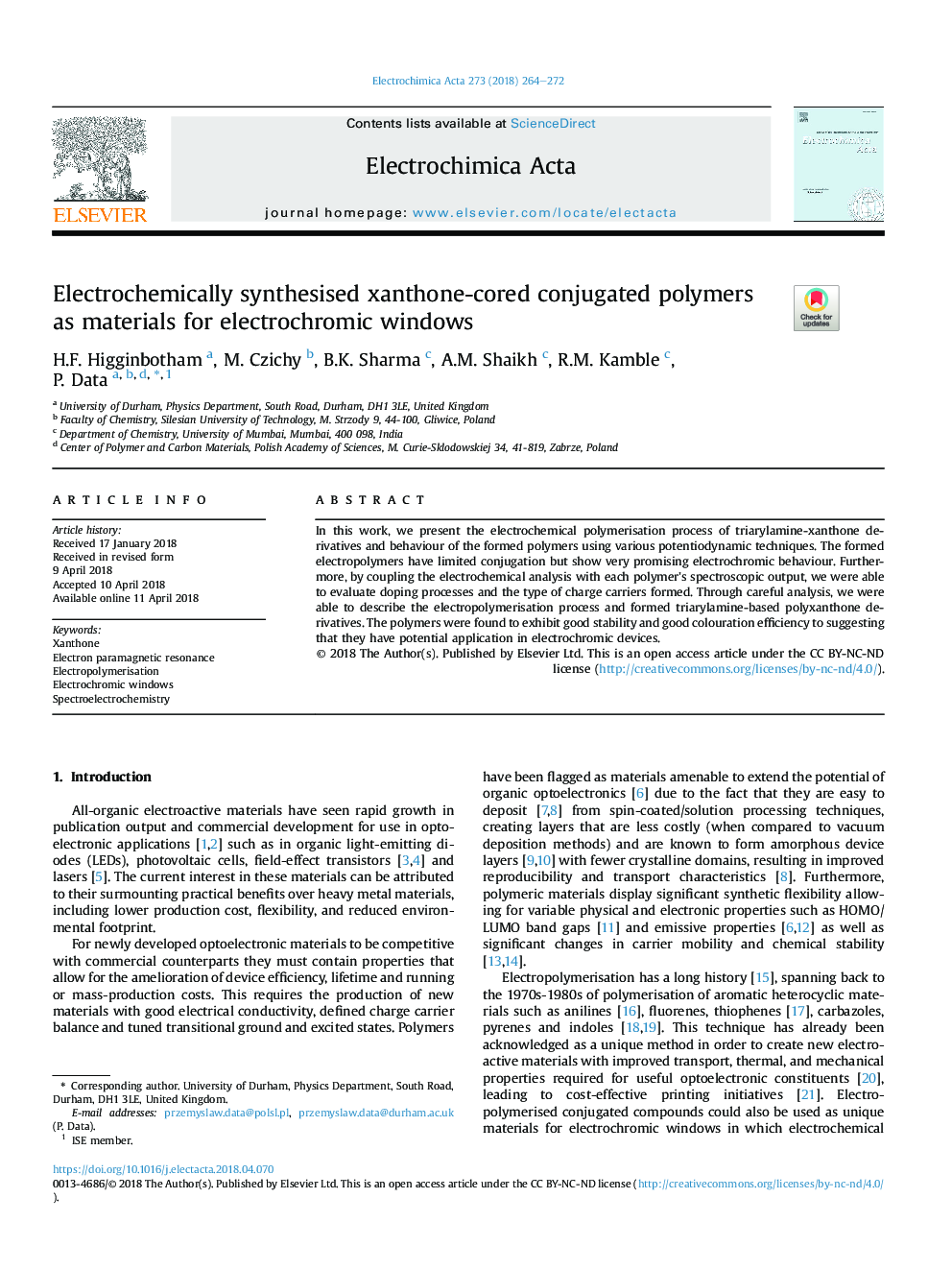 Electrochemically synthesised xanthone-cored conjugated polymers as materials for electrochromic windows