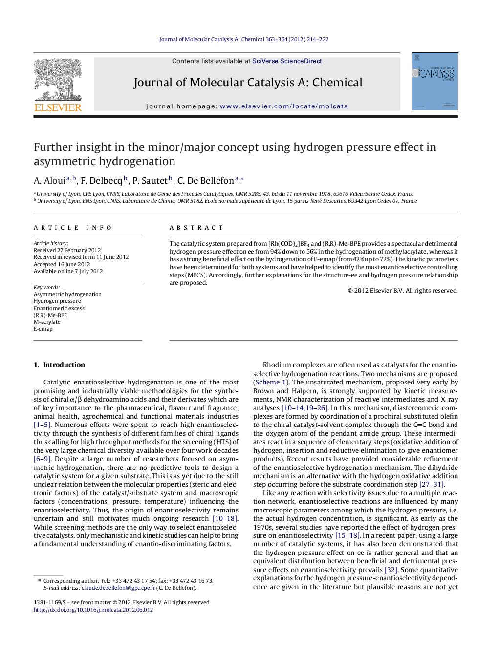 Further insight in the minor/major concept using hydrogen pressure effect in asymmetric hydrogenation