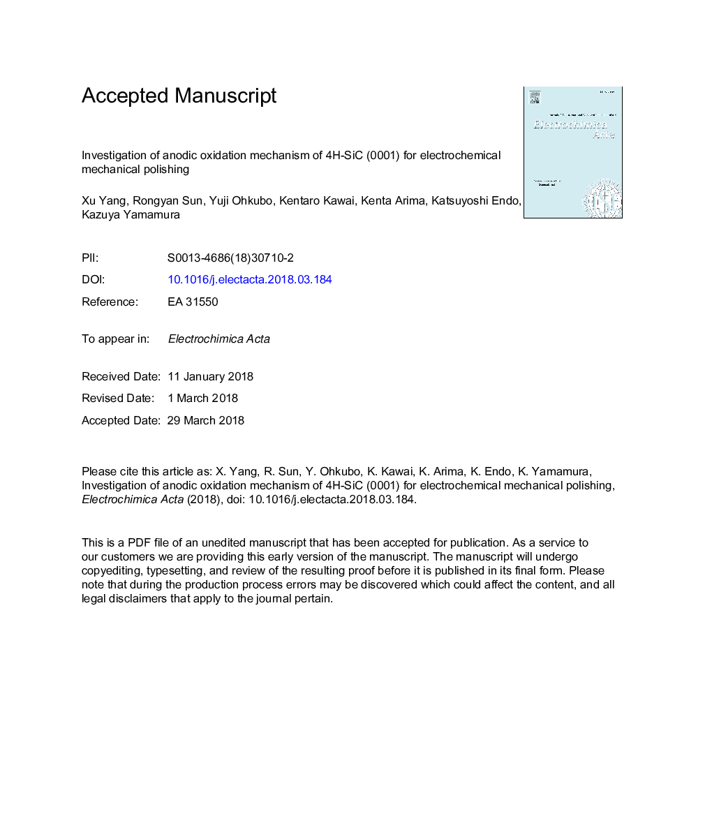 Investigation of anodic oxidation mechanism of 4H-SiC (0001) for electrochemical mechanical polishing