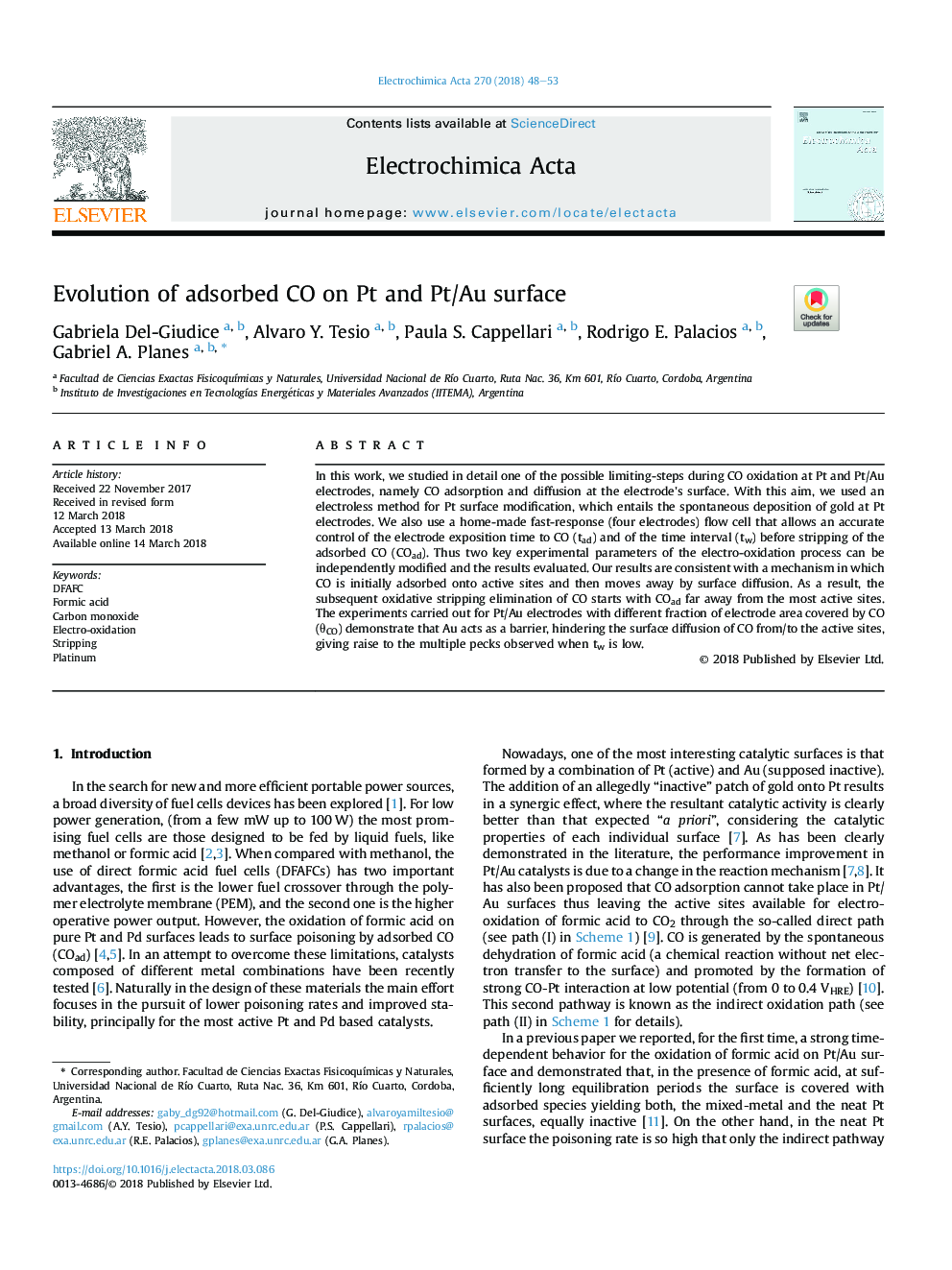 عکس صفحه اول مقاله: Evolution of adsorbed CO on Pt and Pt/Au surface Evolution of adsorbed CO on Pt and Pt/Au surface