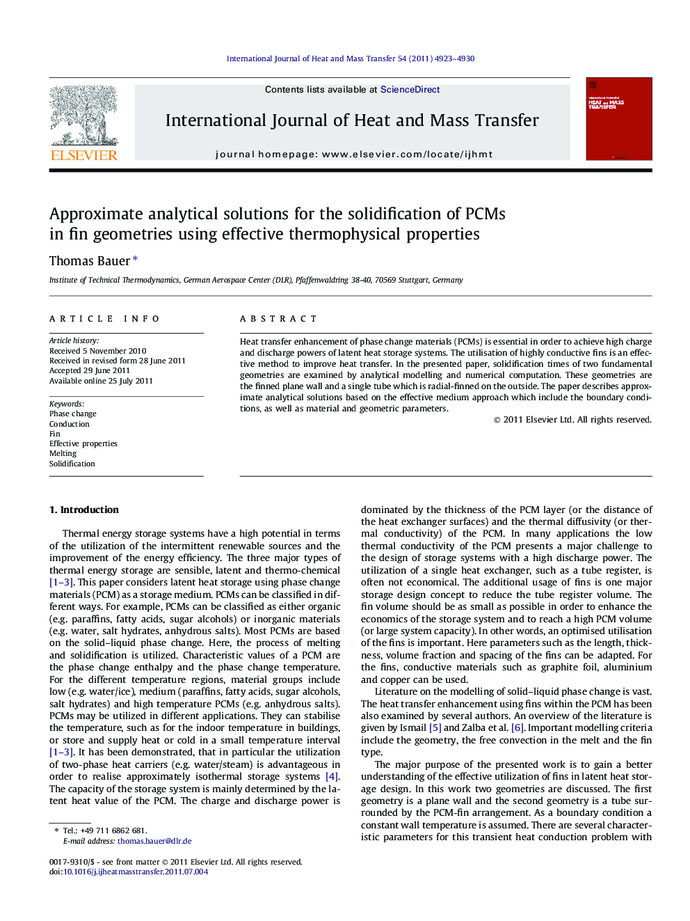 Approximate analytical solutions for the solidification of PCMs in fin geometries using effective thermophysical properties