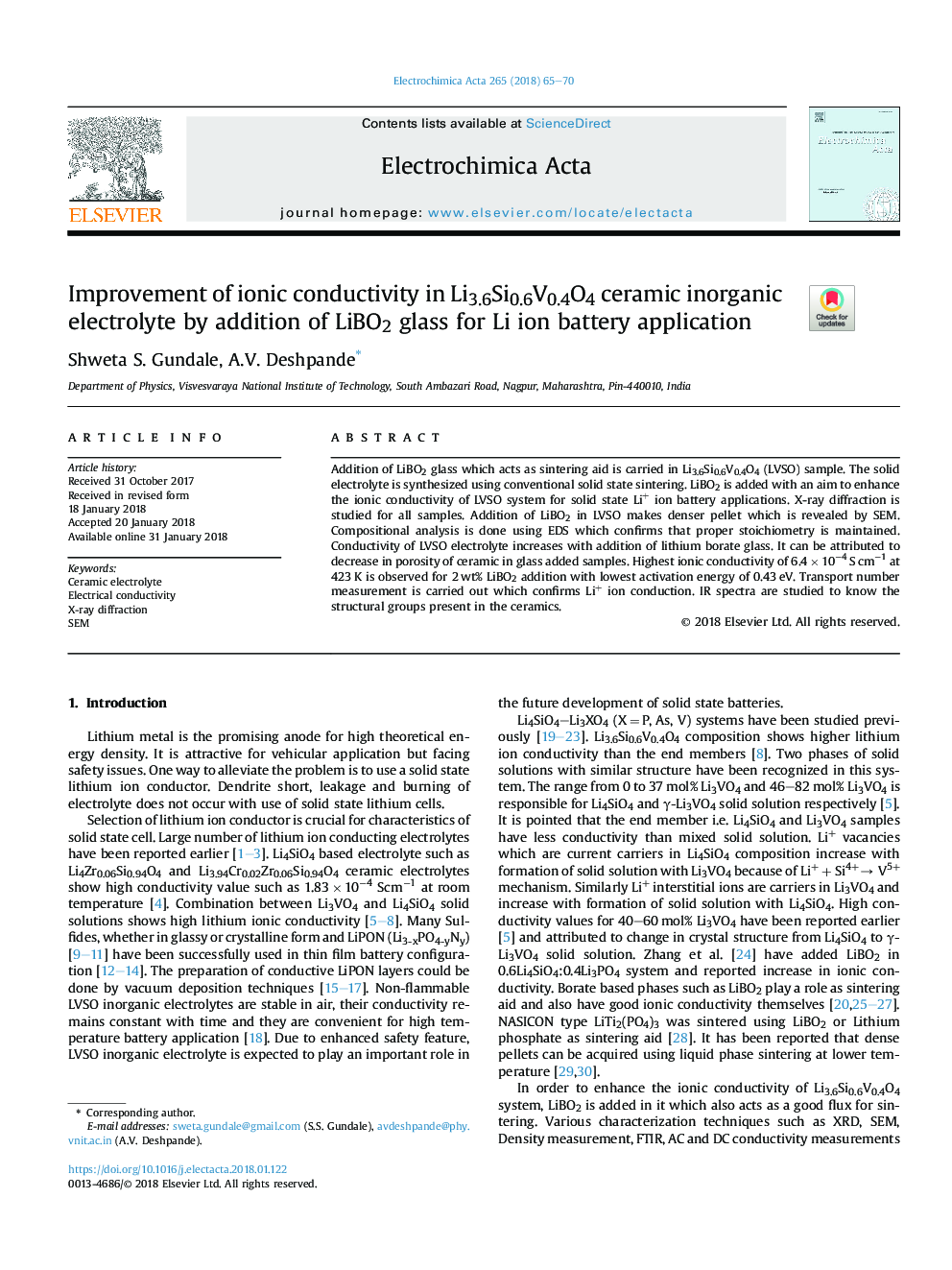 Improvement of ionic conductivity in Li3.6Si0.6V0.4O4 ceramic inorganic electrolyte by addition of LiBO2 glass for Li ion battery application