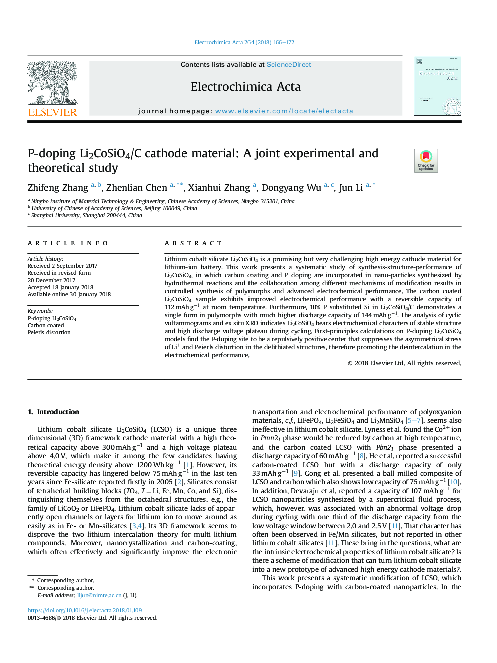 P-doping Li2CoSiO4/C cathode material: A joint experimental and theoretical study