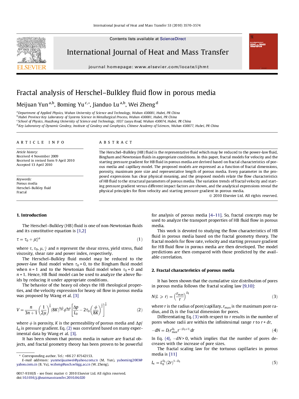 Fractal analysis of Herschel–Bulkley fluid flow in porous media