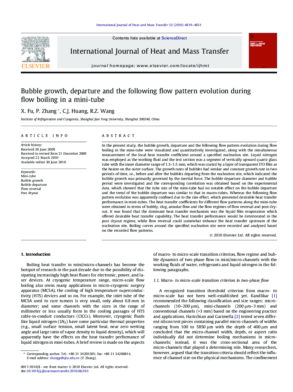 Bubble growth, departure and the following flow pattern evolution during flow boiling in a mini-tube