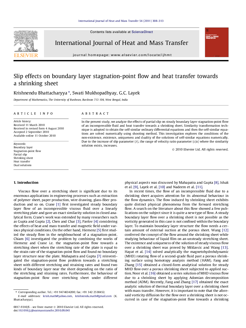 Slip effects on boundary layer stagnation-point flow and heat transfer towards a shrinking sheet