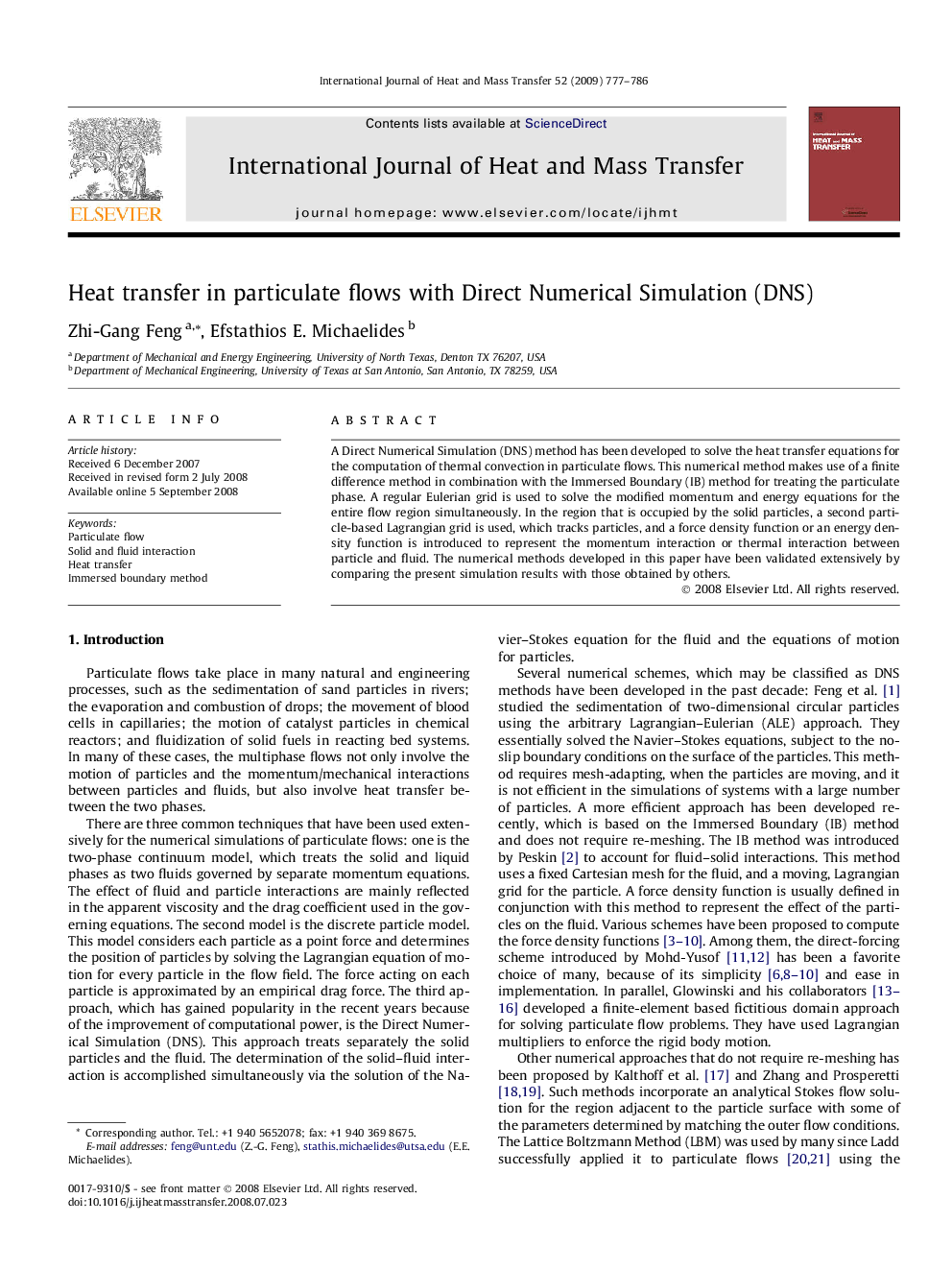 Heat transfer in particulate flows with Direct Numerical Simulation (DNS)