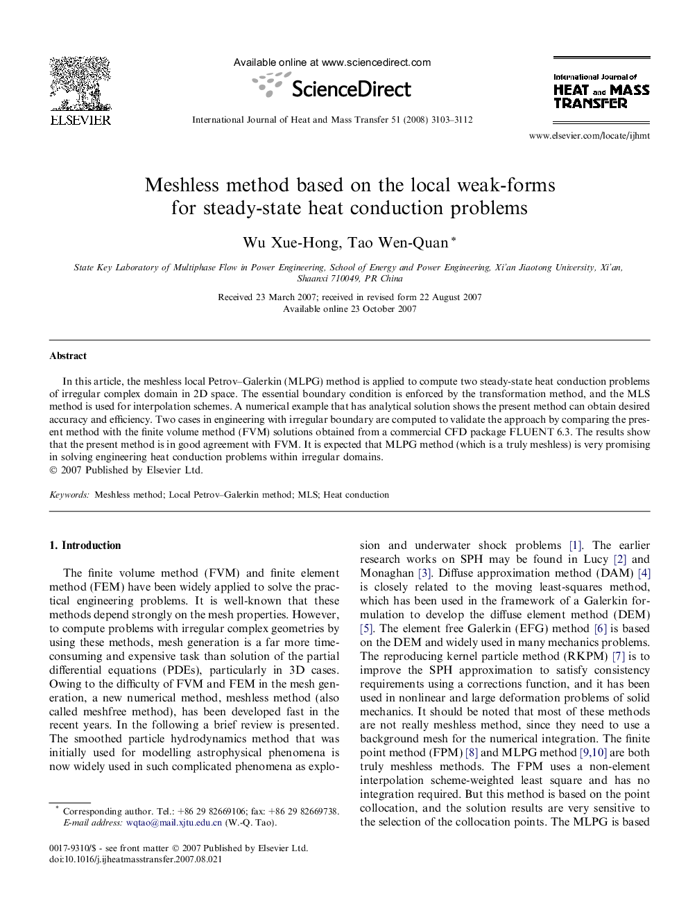 Meshless method based on the local weak-forms for steady-state heat conduction problems