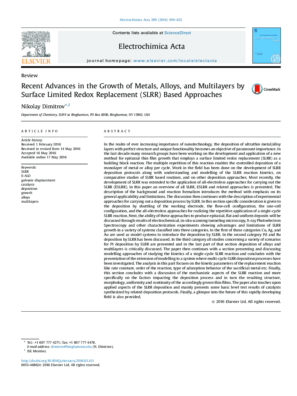 Recent Advances in the Growth of Metals, Alloys, and Multilayers by Surface Limited Redox Replacement (SLRR) Based Approaches