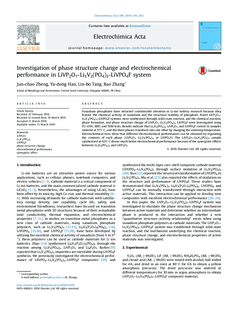 Investigation of phase structure change and electrochemical performance in LiVP2O7-Li3V2(PO4)3-LiVPO4F system