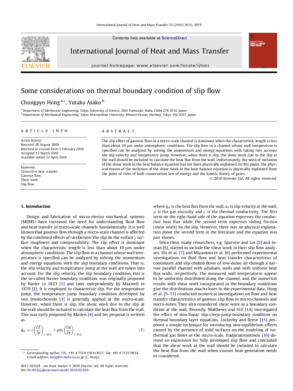 Some considerations on thermal boundary condition of slip flow