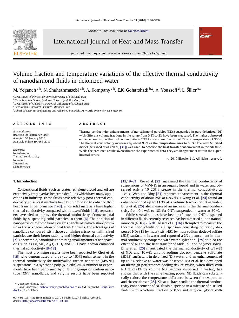 Volume fraction and temperature variations of the effective thermal conductivity of nanodiamond fluids in deionized water