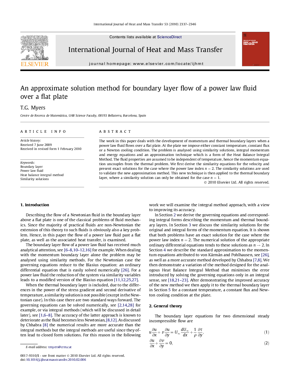 An approximate solution method for boundary layer flow of a power law fluid over a flat plate