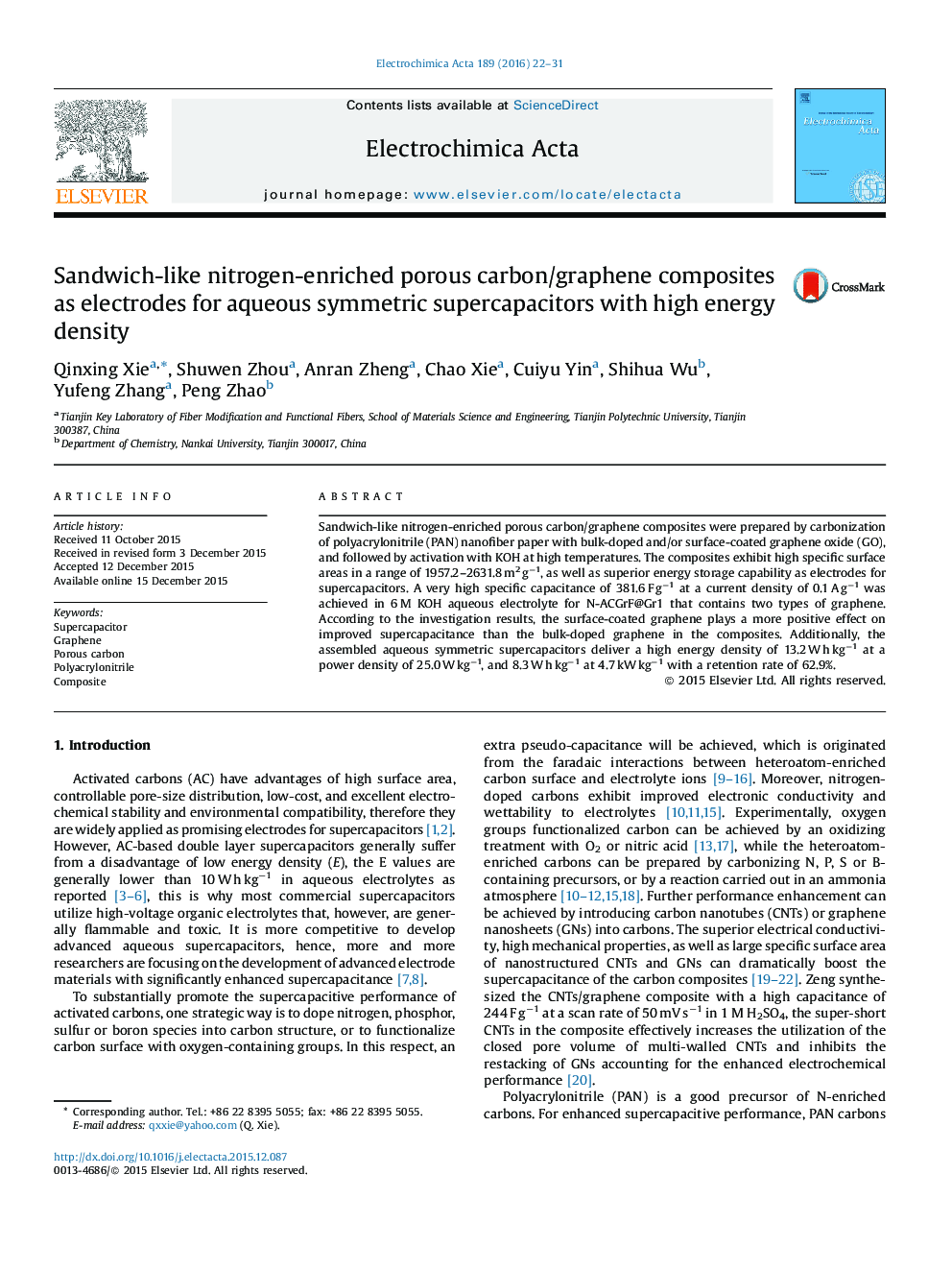 Sandwich-like nitrogen-enriched porous carbon/graphene composites as electrodes for aqueous symmetric supercapacitors with high energy density