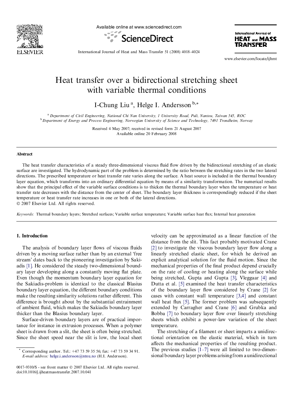 Heat transfer over a bidirectional stretching sheet with variable thermal conditions