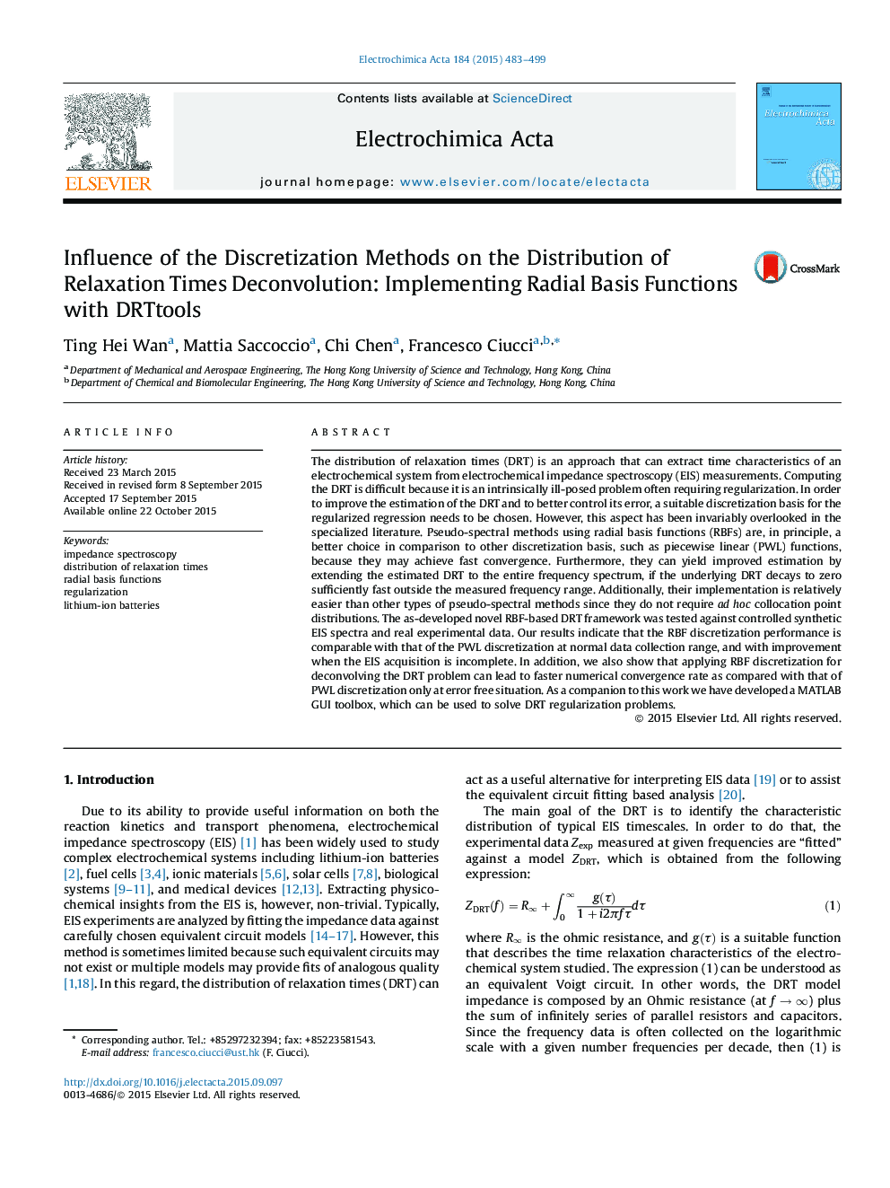 Influence of the Discretization Methods on the Distribution of Relaxation Times Deconvolution: Implementing Radial Basis Functions with DRTtools