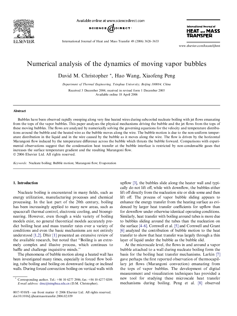 Numerical analysis of the dynamics of moving vapor bubbles