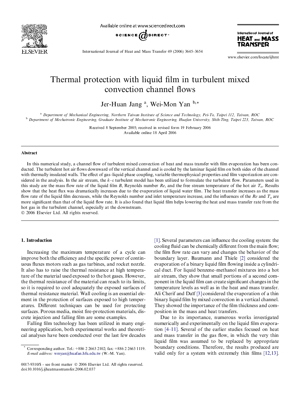 Thermal protection with liquid film in turbulent mixed convection channel flows