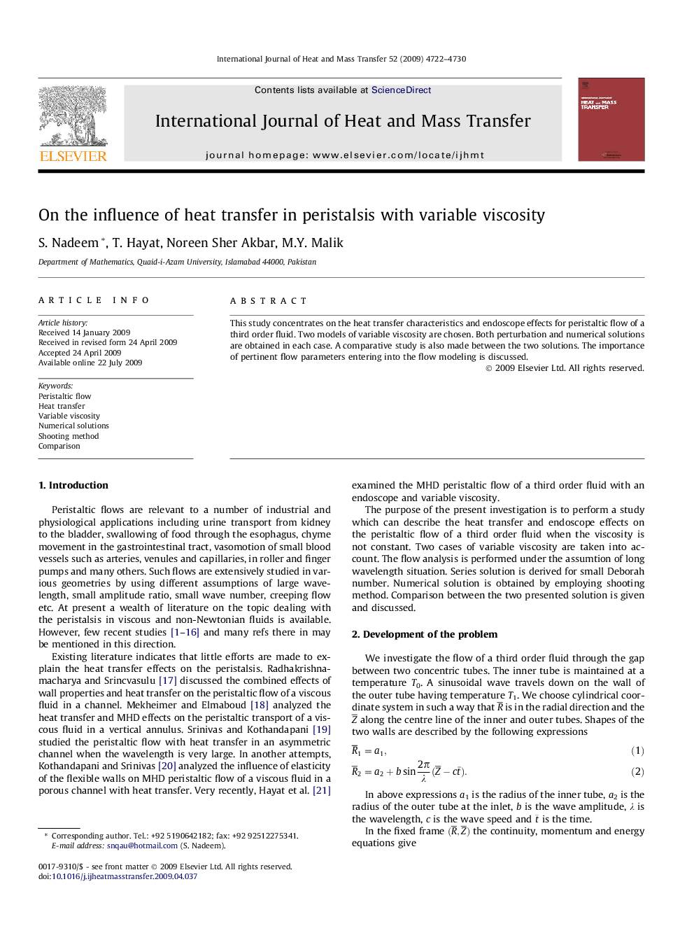 On the influence of heat transfer in peristalsis with variable viscosity