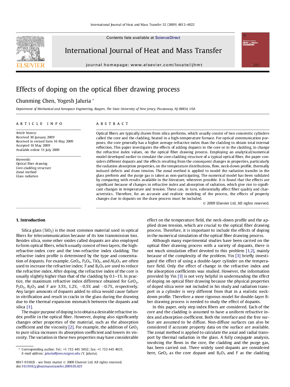 Effects of doping on the optical fiber drawing process