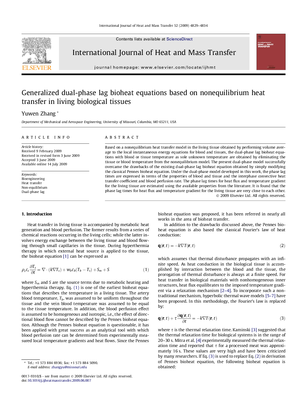 Generalized dual-phase lag bioheat equations based on nonequilibrium heat transfer in living biological tissues