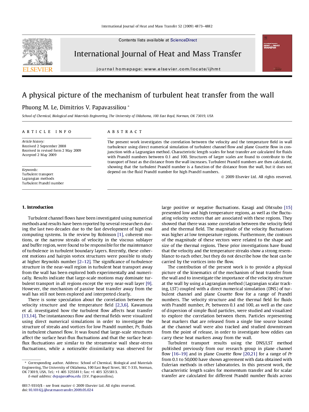 A physical picture of the mechanism of turbulent heat transfer from the wall