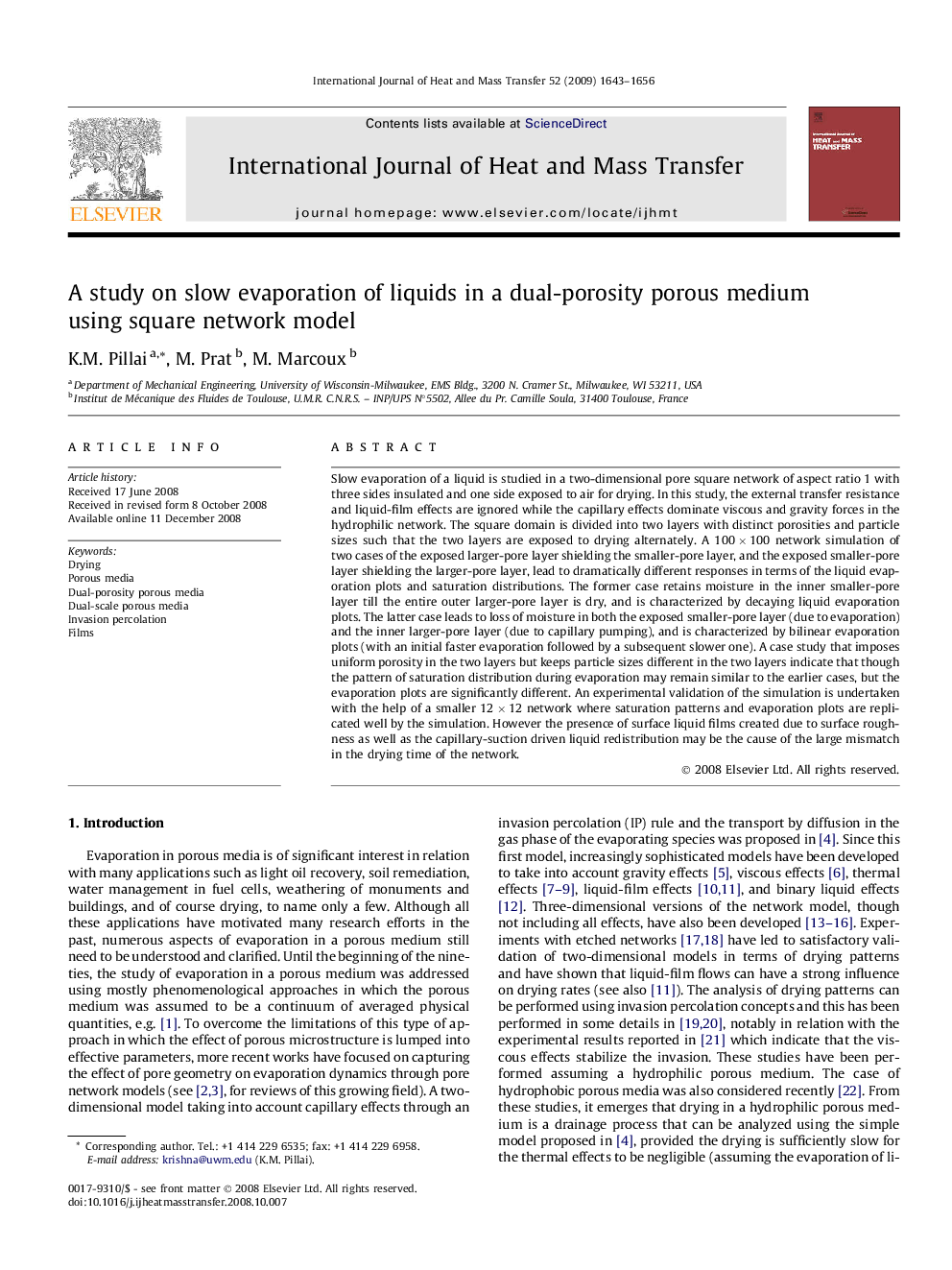 A study on slow evaporation of liquids in a dual-porosity porous medium using square network model