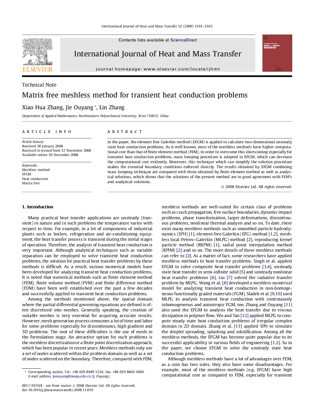 Matrix free meshless method for transient heat conduction problems