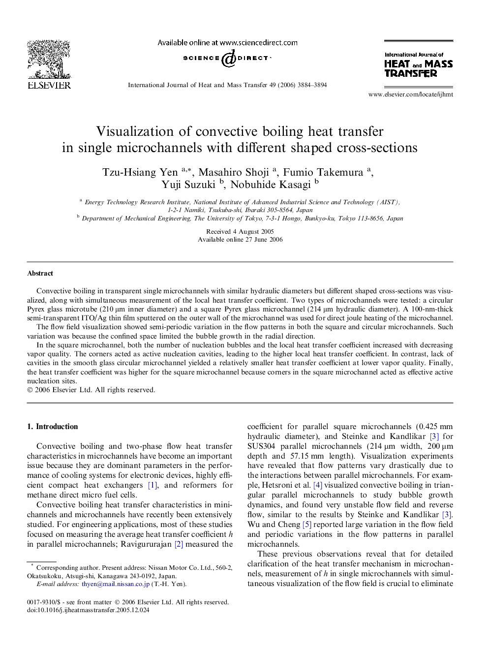 Visualization of convective boiling heat transfer in single microchannels with different shaped cross-sections