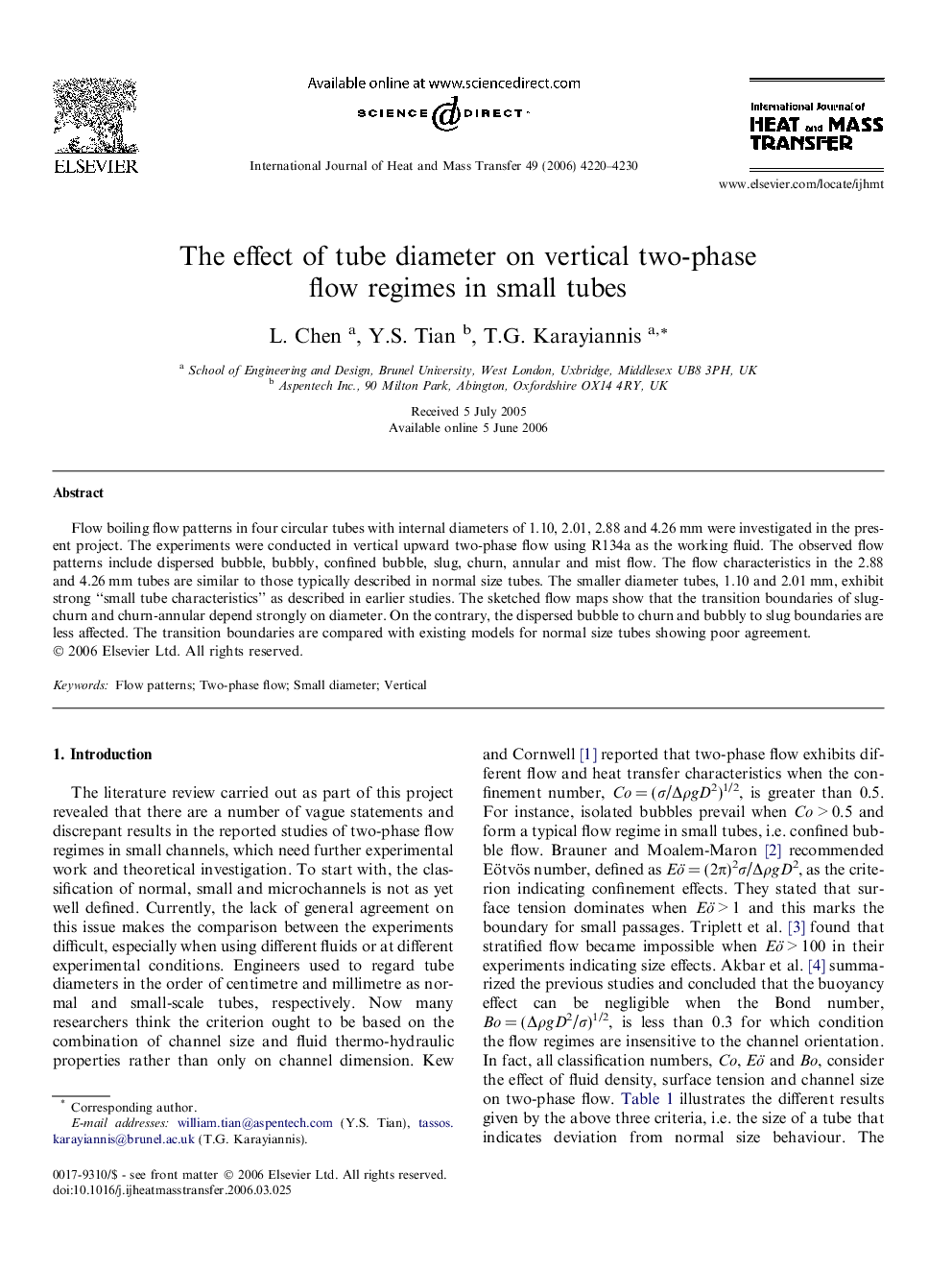 The effect of tube diameter on vertical two-phase flow regimes in small tubes