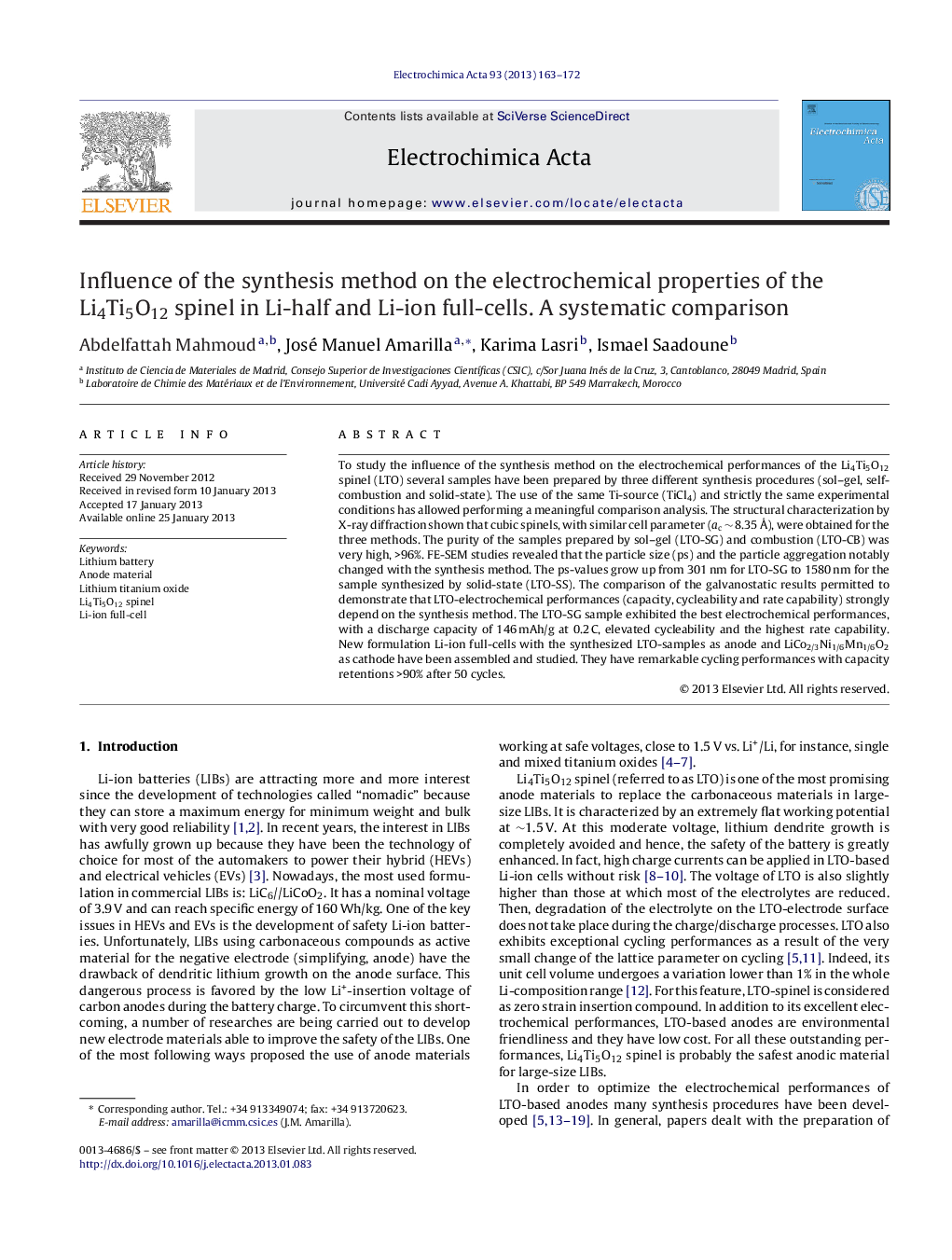 Influence of the synthesis method on the electrochemical properties of the Li4Ti5O12 spinel in Li-half and Li-ion full-cells. A systematic comparison