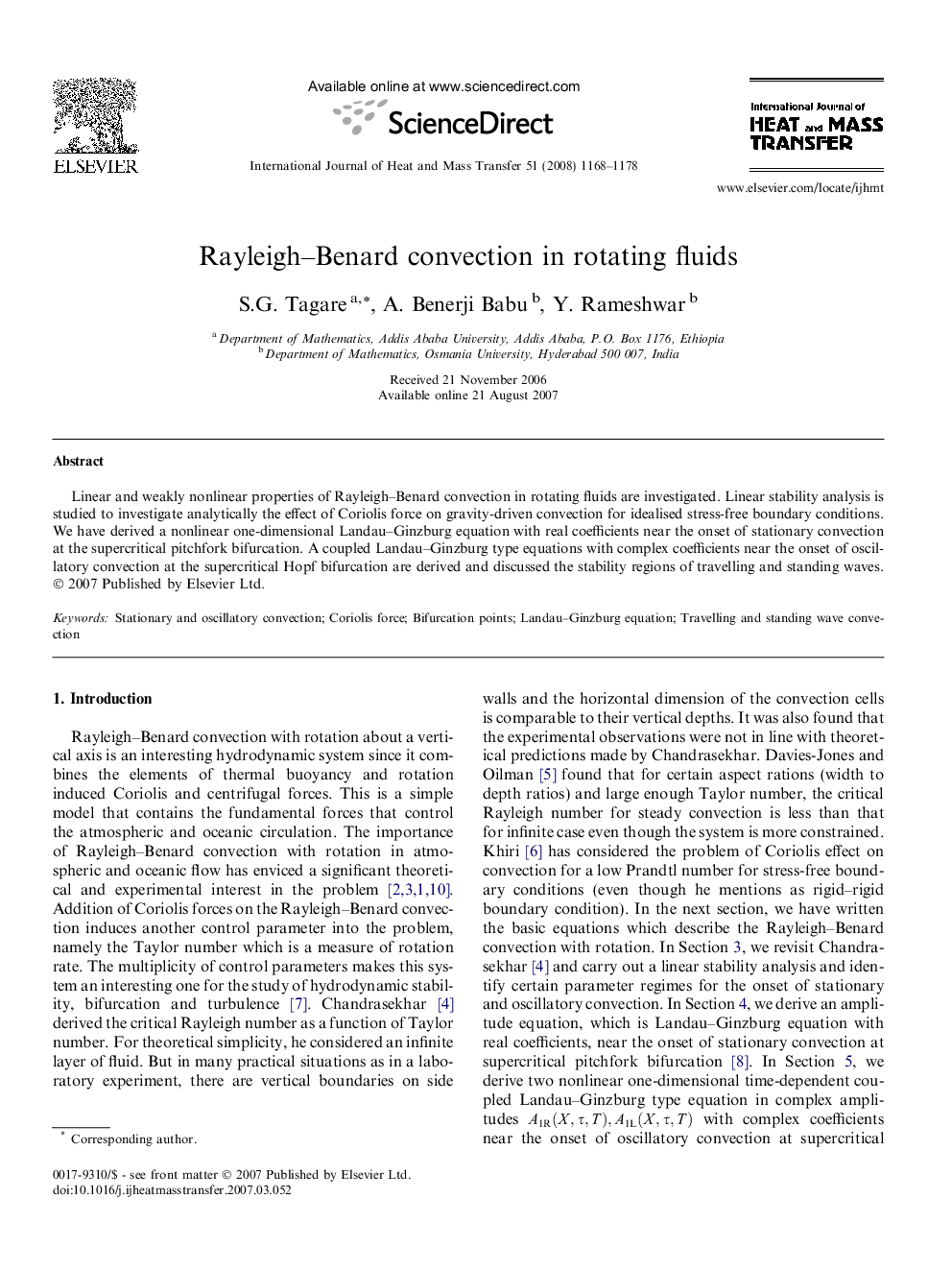 Rayleigh–Benard convection in rotating fluids