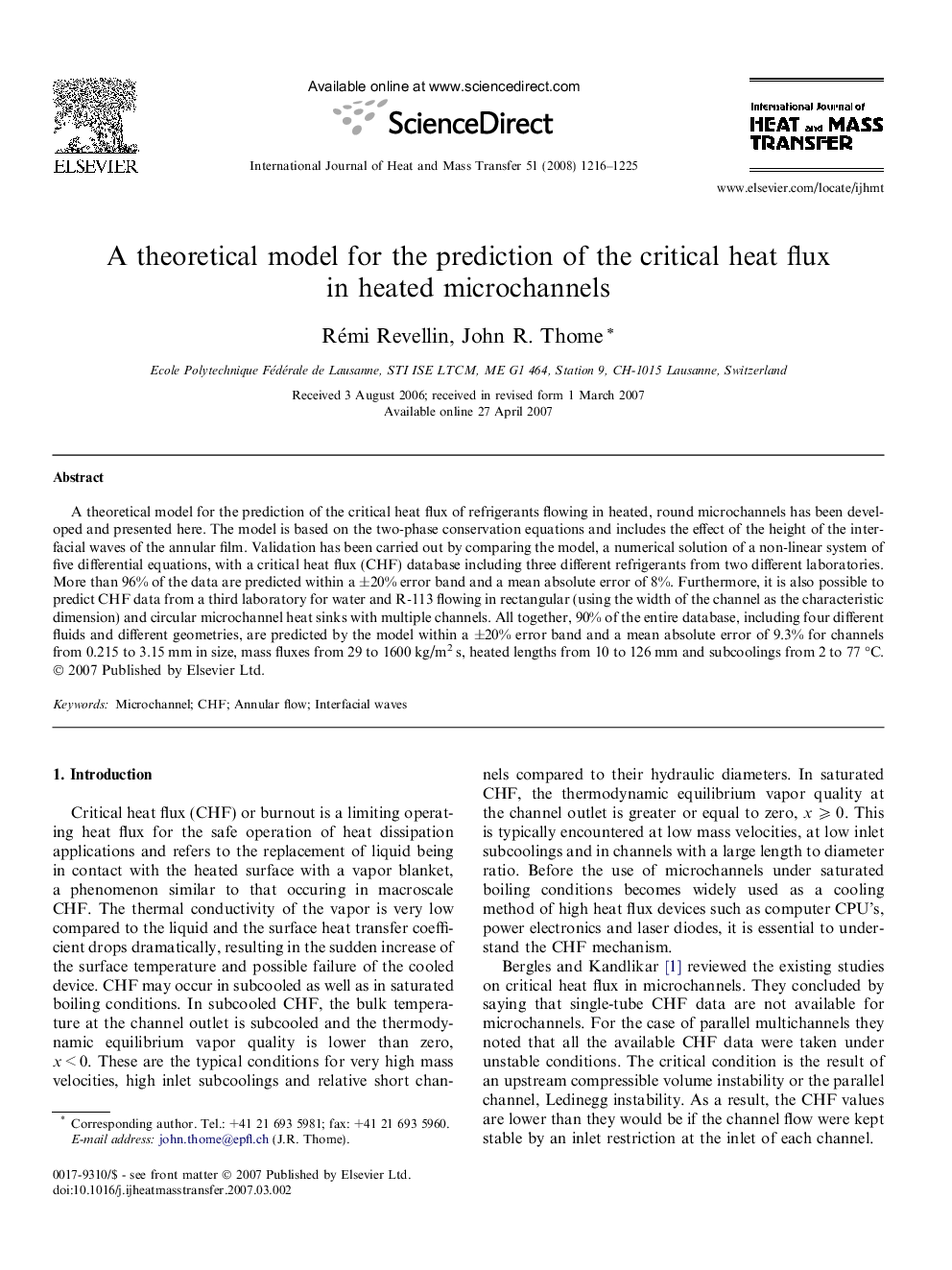 A theoretical model for the prediction of the critical heat flux in heated microchannels