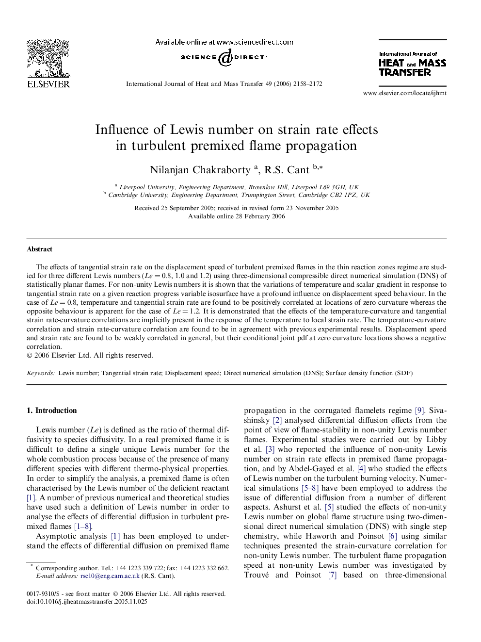 Influence of Lewis number on strain rate effects in turbulent premixed flame propagation