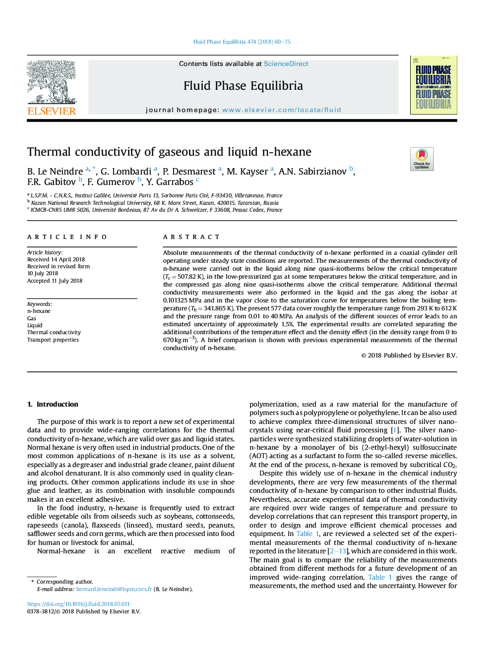 Thermal conductivity of gaseous and liquid n-hexane