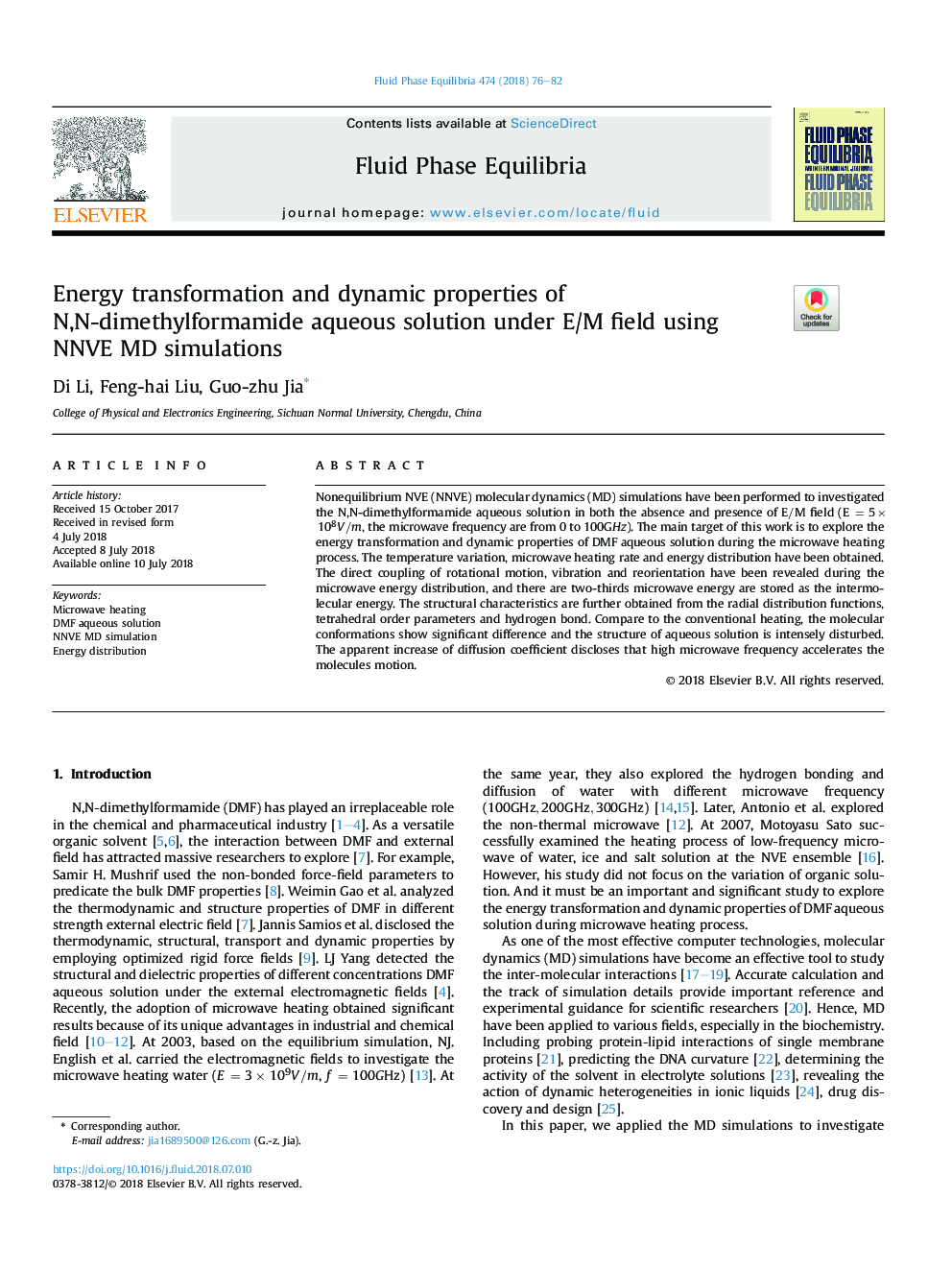 Energy transformation and dynamic properties of N,N-dimethylformamide aqueous solution under E/M field using NNVE MD simulations