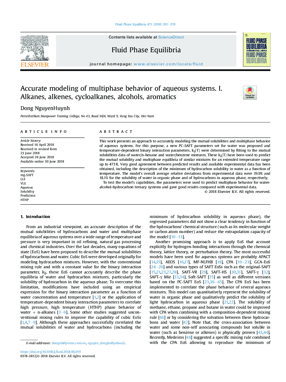 Accurate modeling of multiphase behavior of aqueous systems. I. Alkanes, alkenes, cycloalkanes, alcohols, aromatics