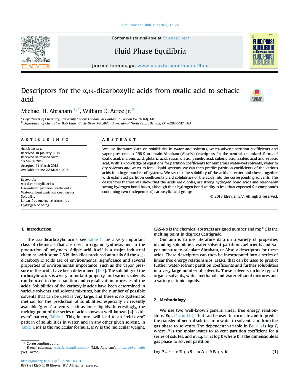عکس صفحه اول مقاله: Descriptors for the α,Ï-dicarboxylic acids from oxalic acid to sebacic acid Descriptors for the α,Ï-dicarboxylic acids from oxalic acid to sebacic acid