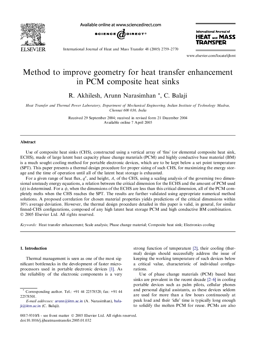 Method to improve geometry for heat transfer enhancement in PCM composite heat sinks